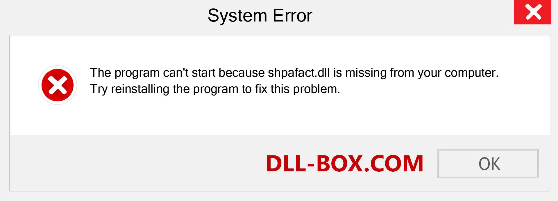  shpafact.dll file is missing?. Download for Windows 7, 8, 10 - Fix  shpafact dll Missing Error on Windows, photos, images