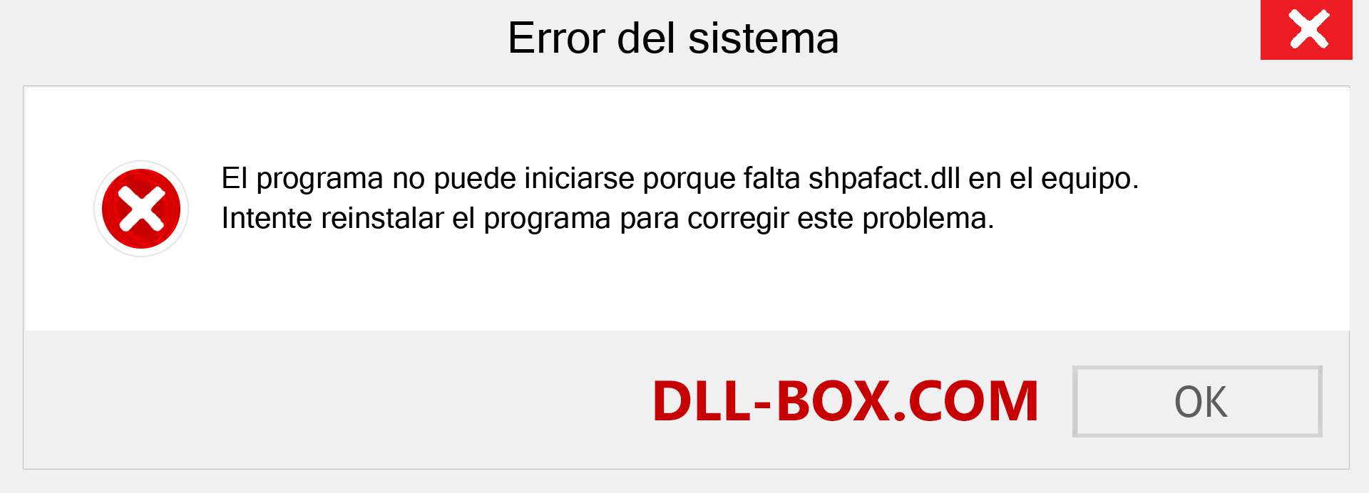 ¿Falta el archivo shpafact.dll ?. Descargar para Windows 7, 8, 10 - Corregir shpafact dll Missing Error en Windows, fotos, imágenes